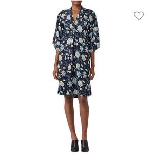 TOME Dress Womens 2 Monet Floral Shift Half Sleeve Mini Kimono Tunic Blue